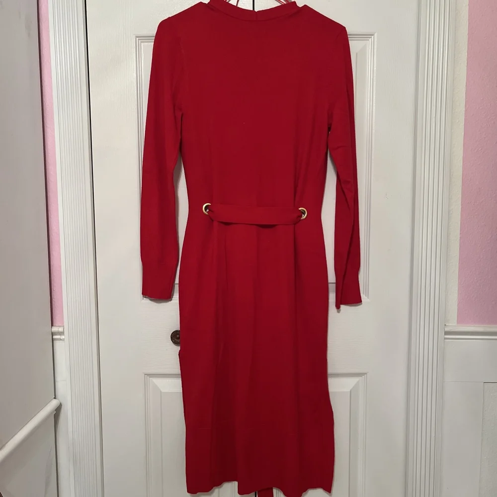 Bold Element Red Long Cardigan Duster Coatigan Open Front - Picture 2 of 5